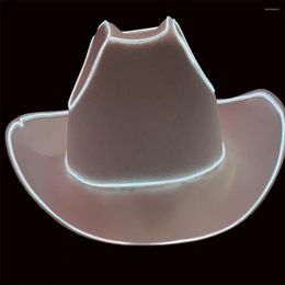 Berets led cowboy hoed flitsende lichtgevende blinky lichten cowgirl bruid Christmass bruiloft koud licht y2k