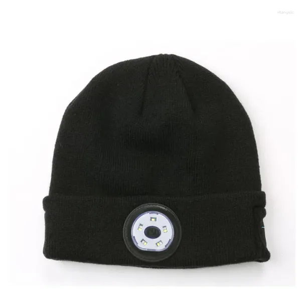 Bérets LED chapeau tricoté pour l'hiver chaleur extérieure et course de nuit éclairage créatif chapeau de lumière de sauvetage haut rond