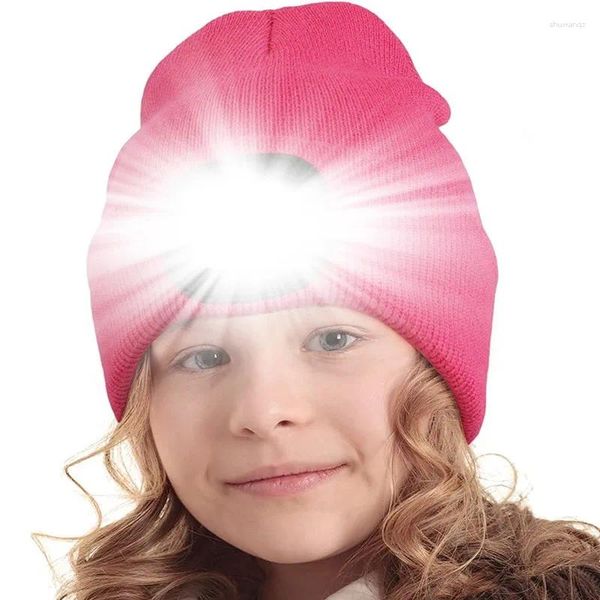 Bérets LED éclairage tricot chapeau rechargeable en plein air lumineux nuit course cyclisme phare casquette hommes femmes hiver chaud bonnets