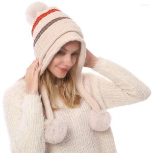Bérets Lenceria De Mujer Bonnet De Laine Tricoté Chapeau De Ski Chaud Européen Et Bonnet Femmes Bonnets