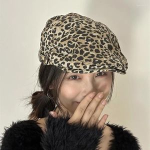 Beretten Leopard Beret Cap voor damesmensen print voorwaarts hoeden buiten reizen retro gatsby hiphop meisje cabbie beanies gorro