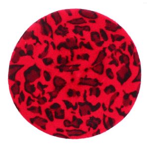 Boinas leopardo estilo francés beanie hatst artista de tibia tibia ajustable para dama adultos rojo