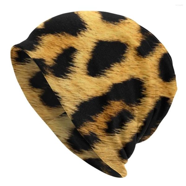 Boinas Gorro con estampado de leopardo Sombreros Moda Animal Bonnet Hombres Mujeres Casual Gimnasio Skullies Gorros Otoño Personalizado Gorros elásticos térmicos