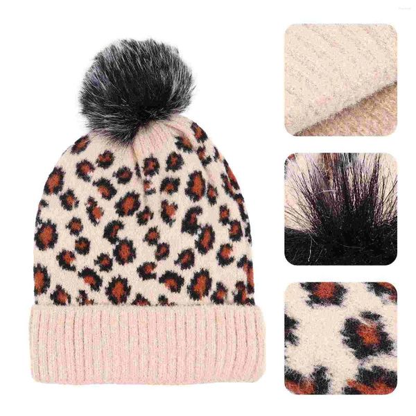 Bérets Bonnet imprimé léopard Bonnet tricoté Chapeau pour enfants Cache-oreilles Chapeaux pour femmes Casquettes Garder au chaud