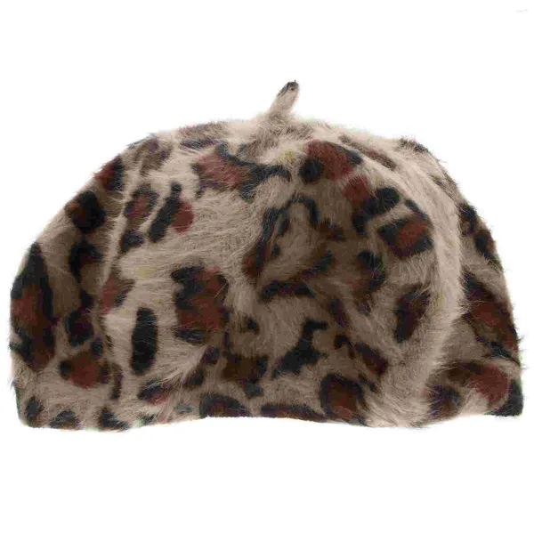 Boinas Boina con estampado de leopardo sombrero francés mujer piel señora otoño gorra de mujer gorras