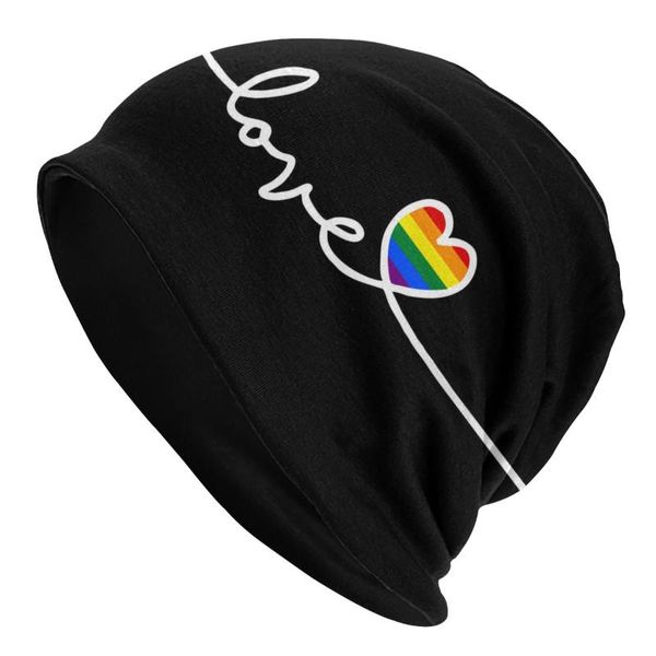 Bérets LGBT Love Pride Rainbow Caps Casual Street Skullies Bonnets Chapeau Mâle Adulte Été Chaud Double Usage Bonnet Tricot