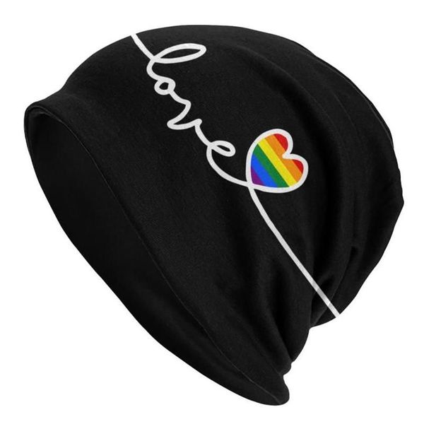 Boinas LGBT Love Pride Rainbow Caps Casual Street Skullies Gorros Sombrero Hombre Adulto Verano Cálido Bonnet de doble uso Knit224B