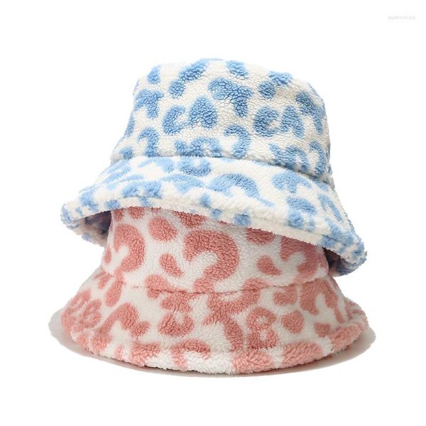 Boinas de Color claro con estampado de leopardo, sombrero de pescador para mujer, ropa de moda, lavabo de Cachemira de cordero grueso en otoño e invierno