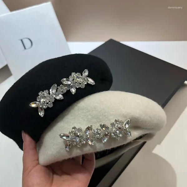 Bérets Béret de diamant de luxe léger à la mode pour femmes automne et hiver chapeau de peintre en laine rétro anglais BL0109