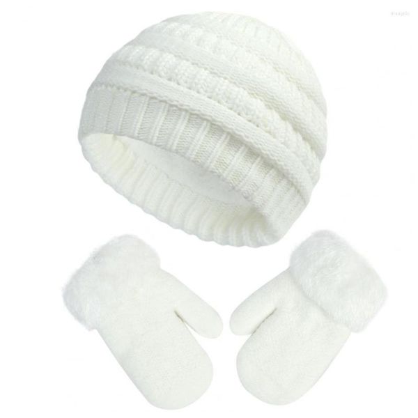 Boinas Peso ligero 1 Juego Práctico gorro de punto de felpa Guantes Transpirable Gorro cálido Manoplas Costura fina para uso diario