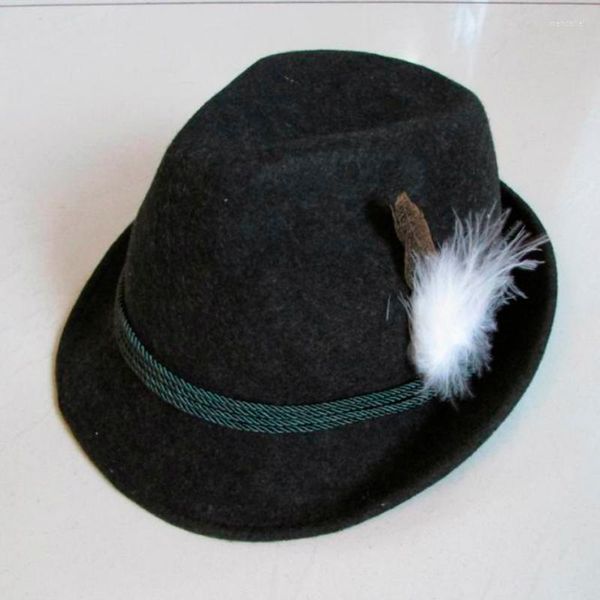 Baretten Lihua Merk mannen Samenpersbare Wolvilt Outback Hoed Brede Rand Fedora Hoeden Zwart/Rood/Bruin kleur W/FeatherBerets Wend22