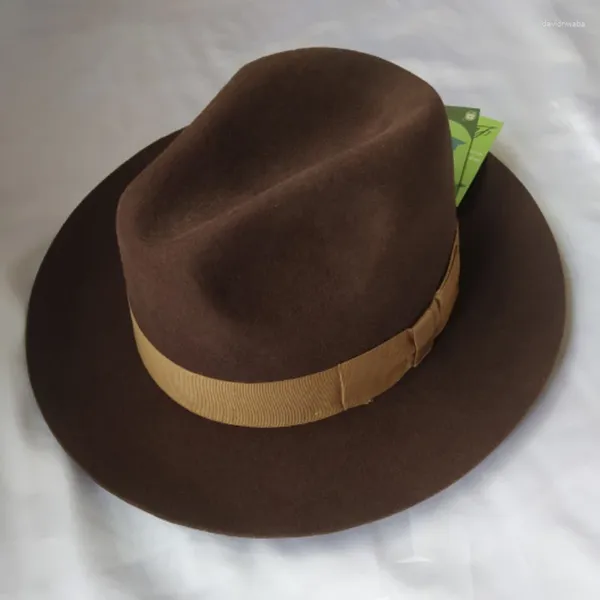 Boinas LIHUA Marca Mujeres Fedora Sombrero Café Color Vintage Ancho Ala Cálida Lana Jazz Arco Decoración Panamá Fieltro