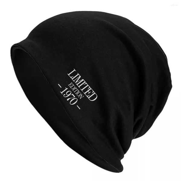 Boinas Edición limitada 1970 Gorros Gorros Regalo de cumpleaños Gorro de punto estampado Otoño Invierno Vintage Hombres Gimnasio Gorros elásticos térmicos