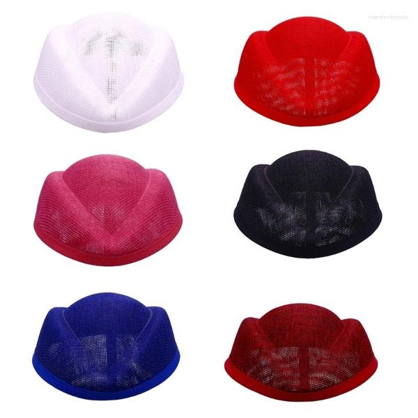 Boinas Fascinadores de lino Sombrero Base DIY Colrful Asistente de vuelo Percher Headwear Elegante Pastillero T8NB