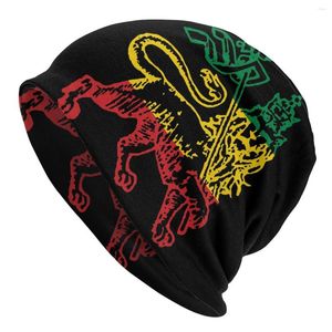 Berets Lion of Juda Vlag Ethiopië Koning Selassie Rasta Beanie unisex Hip Hop Winter Warm Skullies Beanies hoeden volwassen gebreide motorkap