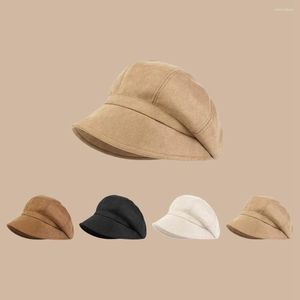 Bérets littéraire Simple kaki couleur unie Style britannique automne hiver chapeau octogonal coréen casquette chaude femmes daim