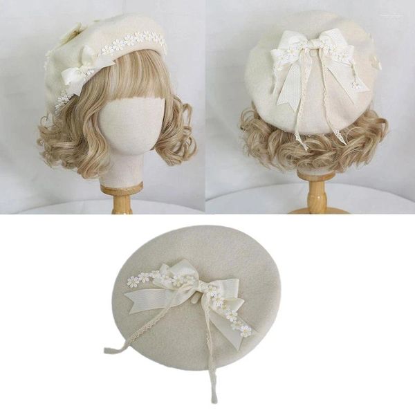 Bérets Lolita Béret Chapeau Pour Femmes Casquettes À La Mode Tout-Match Fille Élégante Habiller Slouchy Peintre Fête Balmoral