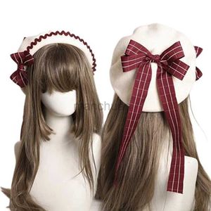 Berets Lolita JK Uniforme Bow Hat Kawaii Accessoires de cheveux Sweet Japon Kawaii Bowknot Migne Béret chapeau peintre Hat mignon Femme D24417
