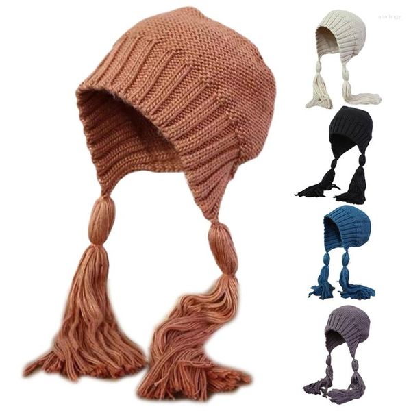 Boinas Long Twist Braid Beanie Hat Lei Feng Tejido de lana Unisex para el año de la fiesta de Halloween