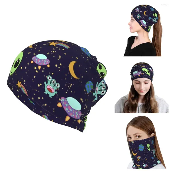 Boinas adorable Alien Bandana cuello calentador mujeres hombres invierno tejido Skullies gorros gorras esquí senderismo bufanda polaina cubierta de cara de dibujos animados