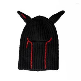 Berets schöne Hornmütze für Mädchen Hüte Geschenk Freund weiche gehäkelte Beanie Y2K Teufel lustig