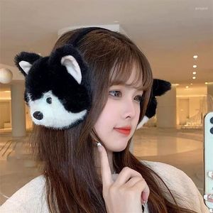 Beretten Mooie Husky Earmuffs For Women Girls Winter Warm Dog Hoofd Zachte pluche Earmuff Outdoor Bescherming Ear-Muffs Oorbedekking Geschenken 266E