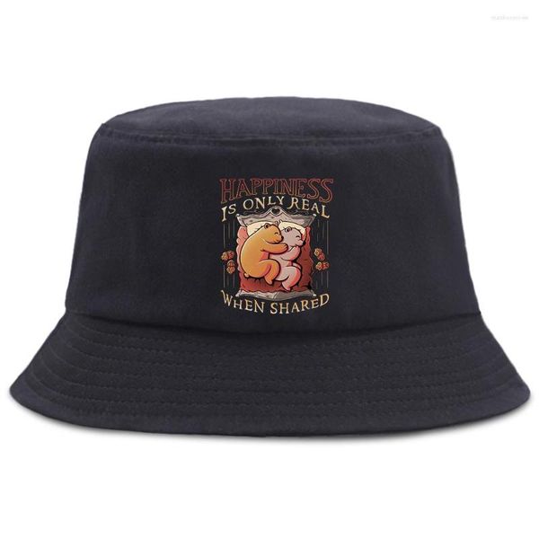 Bérets Lovers Bear Panama Cap Femme Funny Cartoon Crème solaire Soleil Femmes Chapeau de pêche Pliable Hip Hop 2022 Couple Summer Bob Bucket Chapeaux