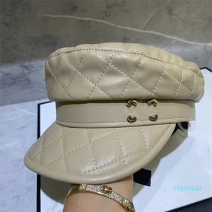 Berets luxe merkontwerper Lette Berets hoed voor dames mode pu lederen marine cap herfst winter zwarte kleuren buiten