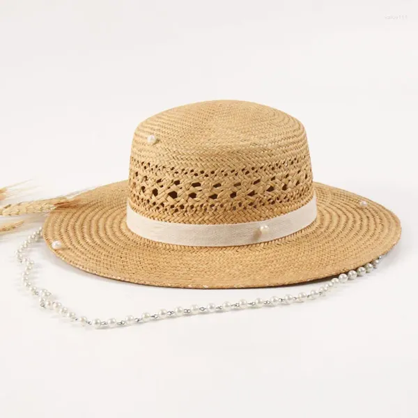 Bérets Luxury Designer Wide Brim Boater pour femmes STRAP RIVET RIVET SUMBER SUM SORGE PARTIE PLACE