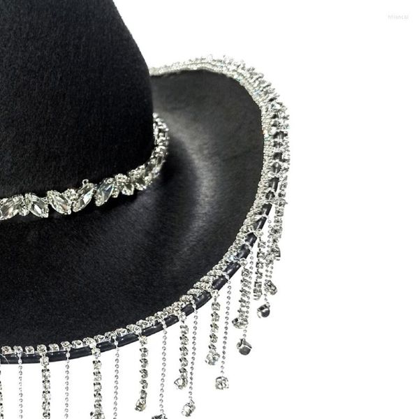 Bérets M2EA chapeau de Cowboy pour filles strass frange paillettes Rave Cowgirl mignon fête d'anniversaire accessoires de déguisement