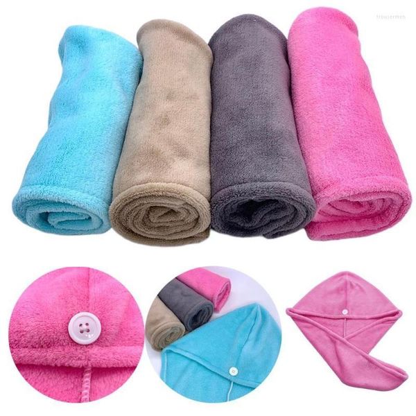 Bérets Magique Microfibre Cheveux Séchage Rapide Sèche-Serviette Bain Wrap Chapeau Rapide Cap Turban Sec Minimaliste Couleur Unie Bonnet De BainBérets