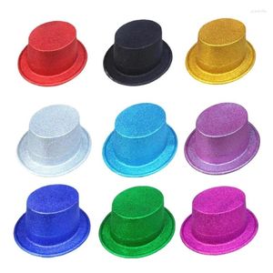 Berets Magicic Top Hat Jazz Fedora Bowler Color Color Party Show Flicking Glitter for Kids Perforce