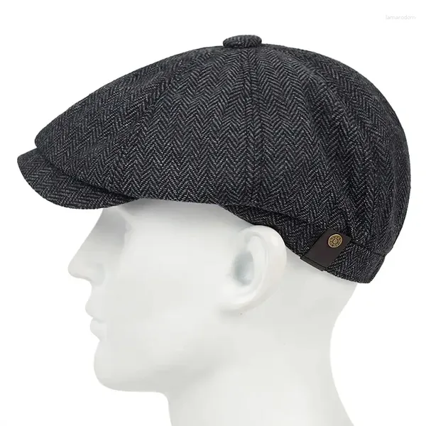 Bérets Homme Ivy Chapeau Grosse Tête Homme Automne Et Hiver Sboy Casquette Top Grade Béret Casquettes