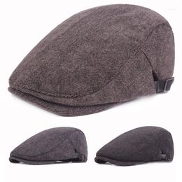 Bérets Homme Coton Britannique Vintage Casquettes Plates Gatsby Mâle Solide Gris Noir Printemps Automne Hiver Réglable Pilote Chapeaux1