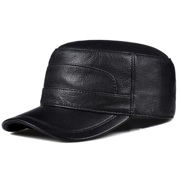 Bérets homme femmes Top qualité en cuir véritable casquette chapeau mâle femme hiver armée militaire Baseball vrai mouton casquettes chapeaux noir marron