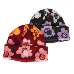 Bérets fabricant Jacquard manchette surdimensionné bonnet chapeau d'hiver pour hommes femmes