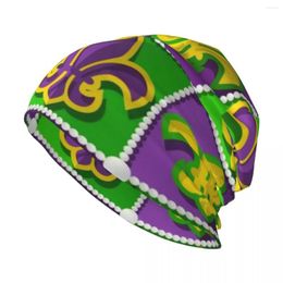 Bérets Mardi Gras Pattern Knit Hat Crème solaire Grande taille Randonnée Chapeaux d'anniversaire pour hommes Femmes