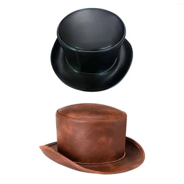 Boinas Sombrero de copa medieval Hombres Mujeres Novedad Cuero de PU Moda Caballero para Halloween Carnaval Festival Disfraces Viajes