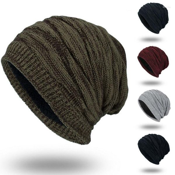 Bérets Hommes Femmes Tricot Baggy Beanie Oversize Hiver Chaud Chapeau Ski Slouchy Épais Cap