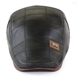 Berets Men Beret Hat Outdoor Leather Flat Cap Warm Herfst Winter Male verstelbare hoogwaardige Gatsby Heren Retro Caps