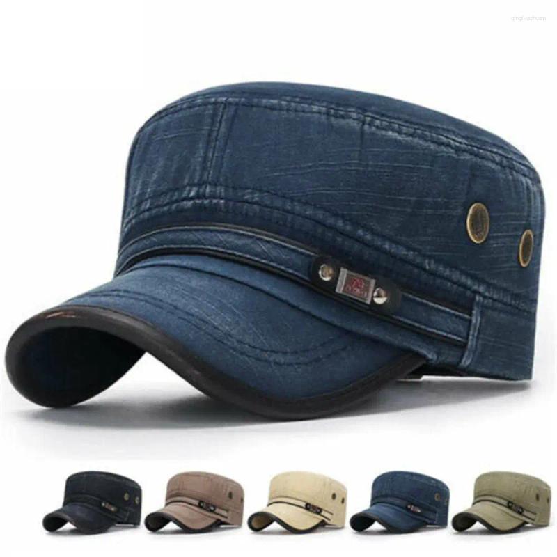 Berets Men Cotton Breathable Army Hat Sun Cap Cadet Baseball