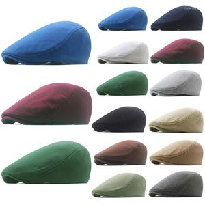 Bérets hommes mode rétro béret chapeaux automne hiver casquette plate chapeau d'âge moyen hommes visière chaud pointe réglable