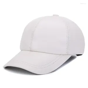 Baretten Heren Lederen Baseball Caps Dames Wit/Rood Eenvoudig Casual Koepelhoed Heren 55-58 Cm Verstelbare Chapeau Hockey Gorra Grote Rand