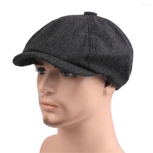 Bérets hommes chapeau printemps Vintage chevrons octogone casquette femmes décontracté respirant Gatsby plat couleur unie béret chapeaux