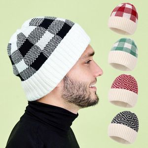 Bérets hommes tricoté chapeau bonnet couleur unie casquette rétro côtelé manchette courte Melon Skullies bonnets décontracté hiver Skullcap