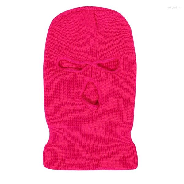 Boinas para hombres y mujeres otoño invierno cálido sombrero de punto al aire libre enmascarado máscara negra a prueba de frío manga de montar gorra de tres agujeros