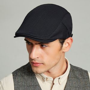 Bérets hommes britannique Ivy Cap mode grosse tête hommes printemps et été loisirs béret mâle solide coton sboy chapeau 5560 cm 230830