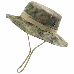Bérets Chapeau de pêcheur à bord de camouflage pour hommes, protection solaire respirante en plein air, pliable, escalade, pêche, tourisme, chapeaux seau
