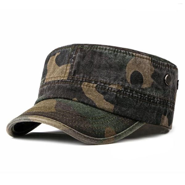 Bérets Camouflage masculin Top à plat camionneur militaire réglable conduisant le capuchon de chapeau de soleil de pêche pour les vêtements d'extérieur masculins