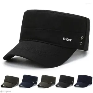 Bérets Hommes Plat Top Solide Armée Casquettes De Baseball Garçon Chasse Militaire Tactique Snapback Cap Noir Solider Papa Chapeaux Pour Femmes Mâle Été